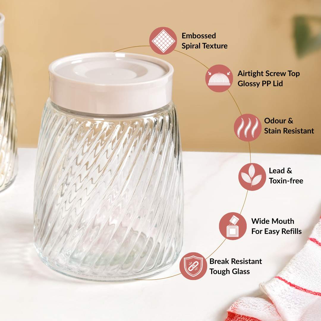 Swirl Jar With Lid Set Of 4 1300ml Nestasia