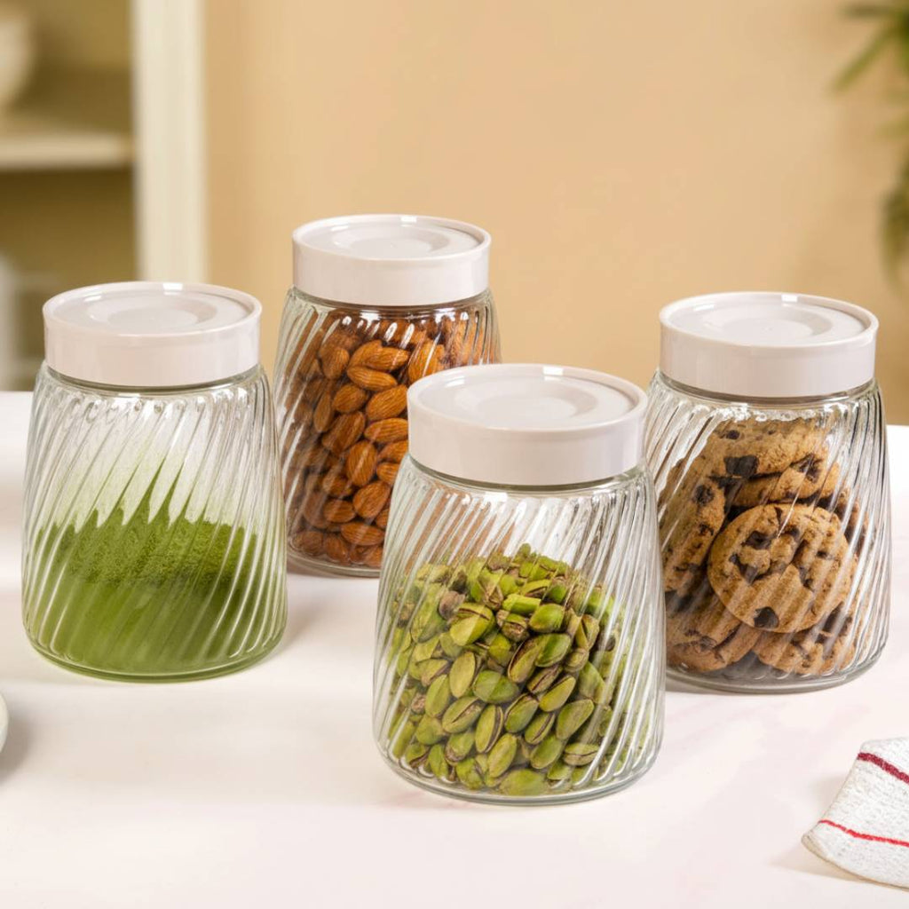 Swirl Jar With Lid Set Of 4 1300ml Nestasia