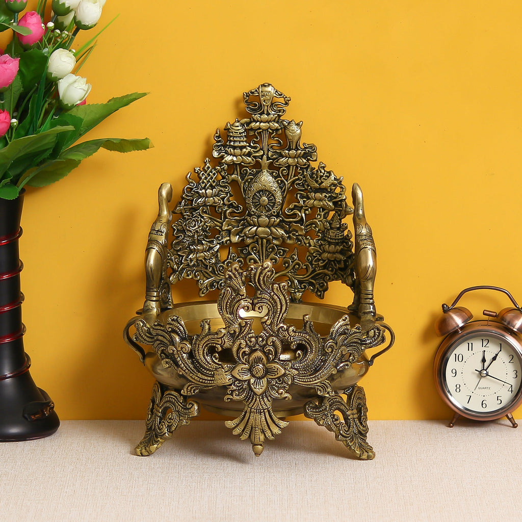 Golden Handcrafted Elephant Design Premium Brass Urli Kafalo