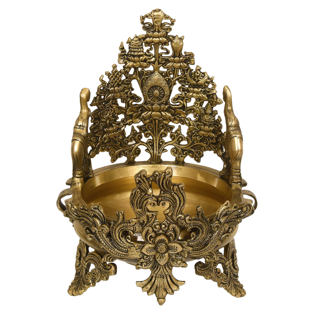 Golden Handcrafted Elephant Design Premium Brass Urli Kafalo