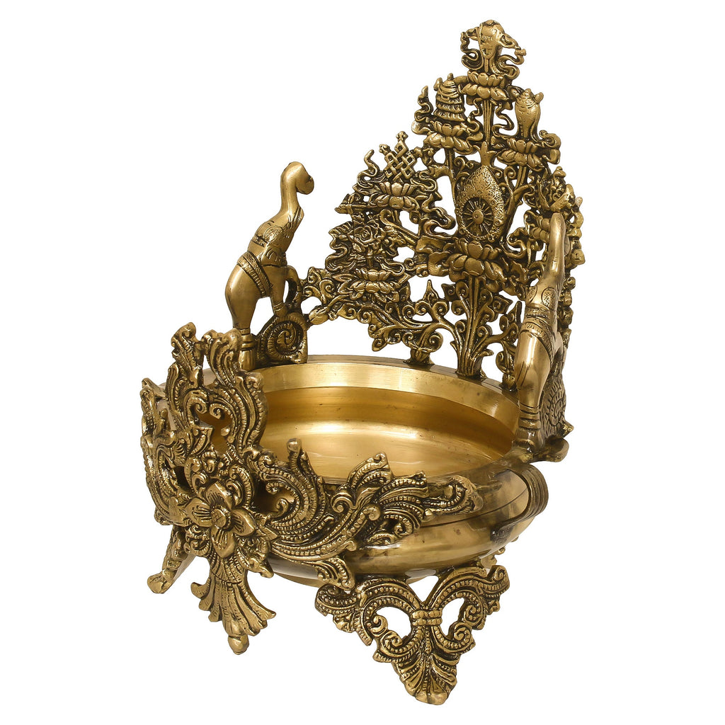 Golden Handcrafted Elephant Design Premium Brass Urli Kafalo