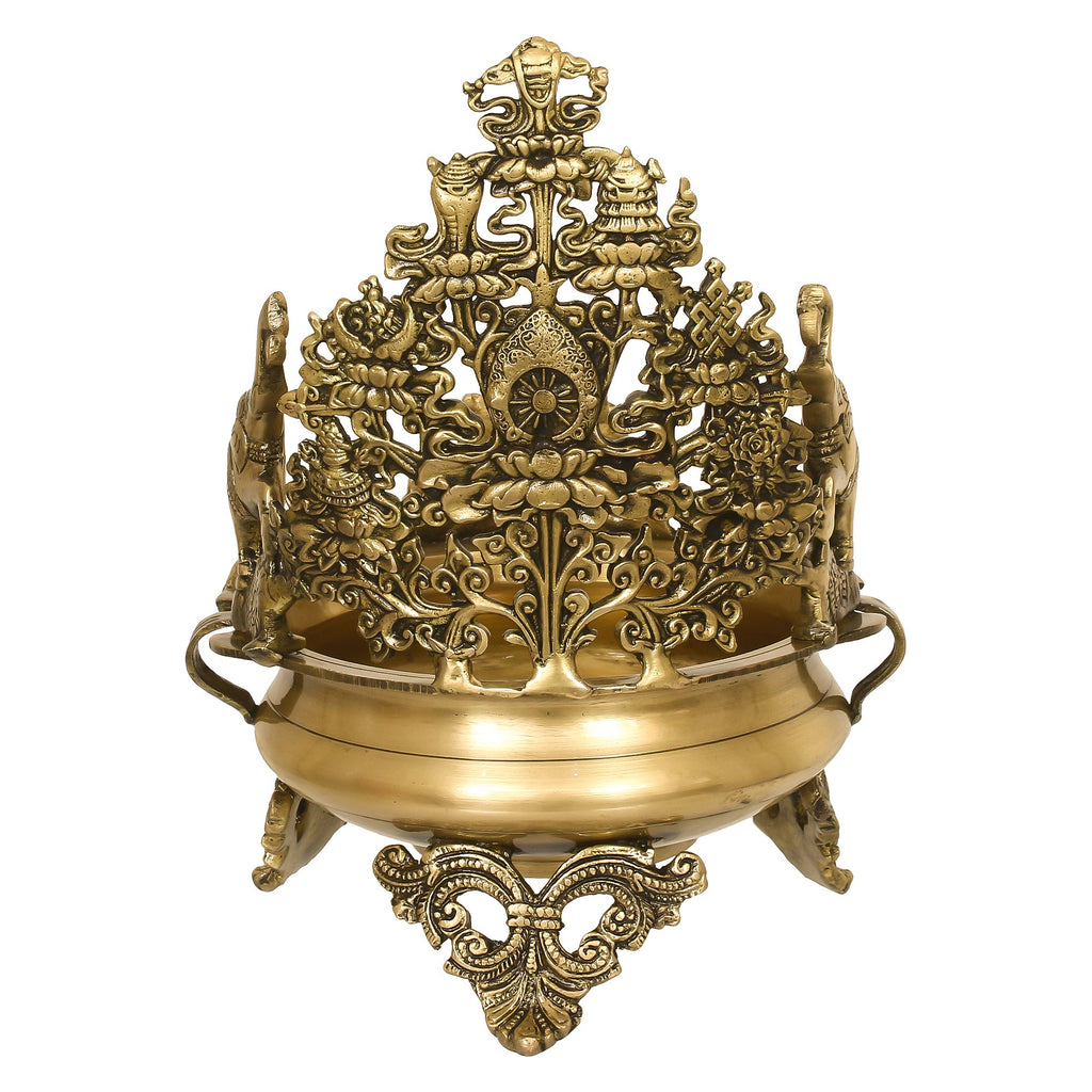 Golden Handcrafted Elephant Design Premium Brass Urli Kafalo