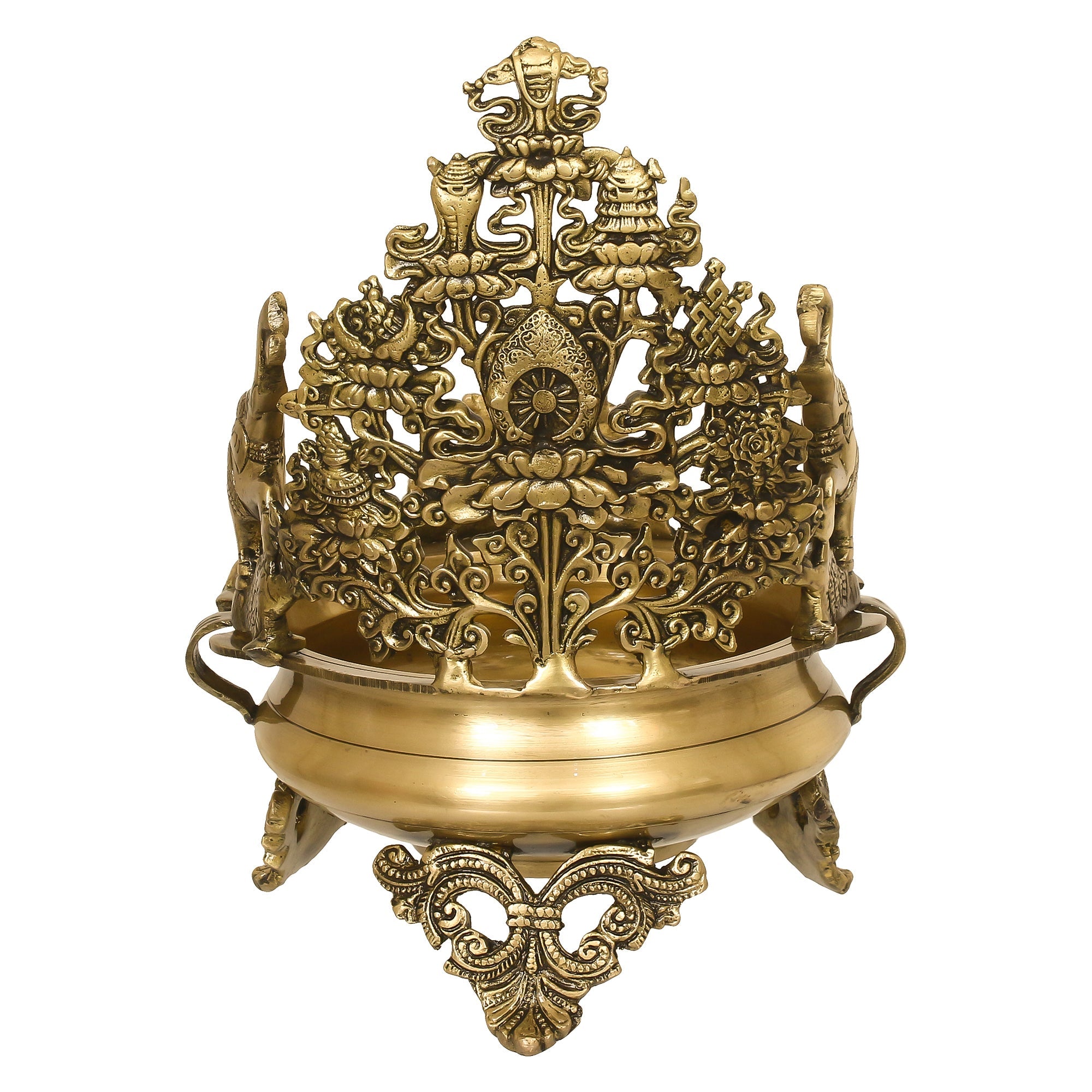Golden Handcrafted Elephant Design Premium Brass Urli Kafalo