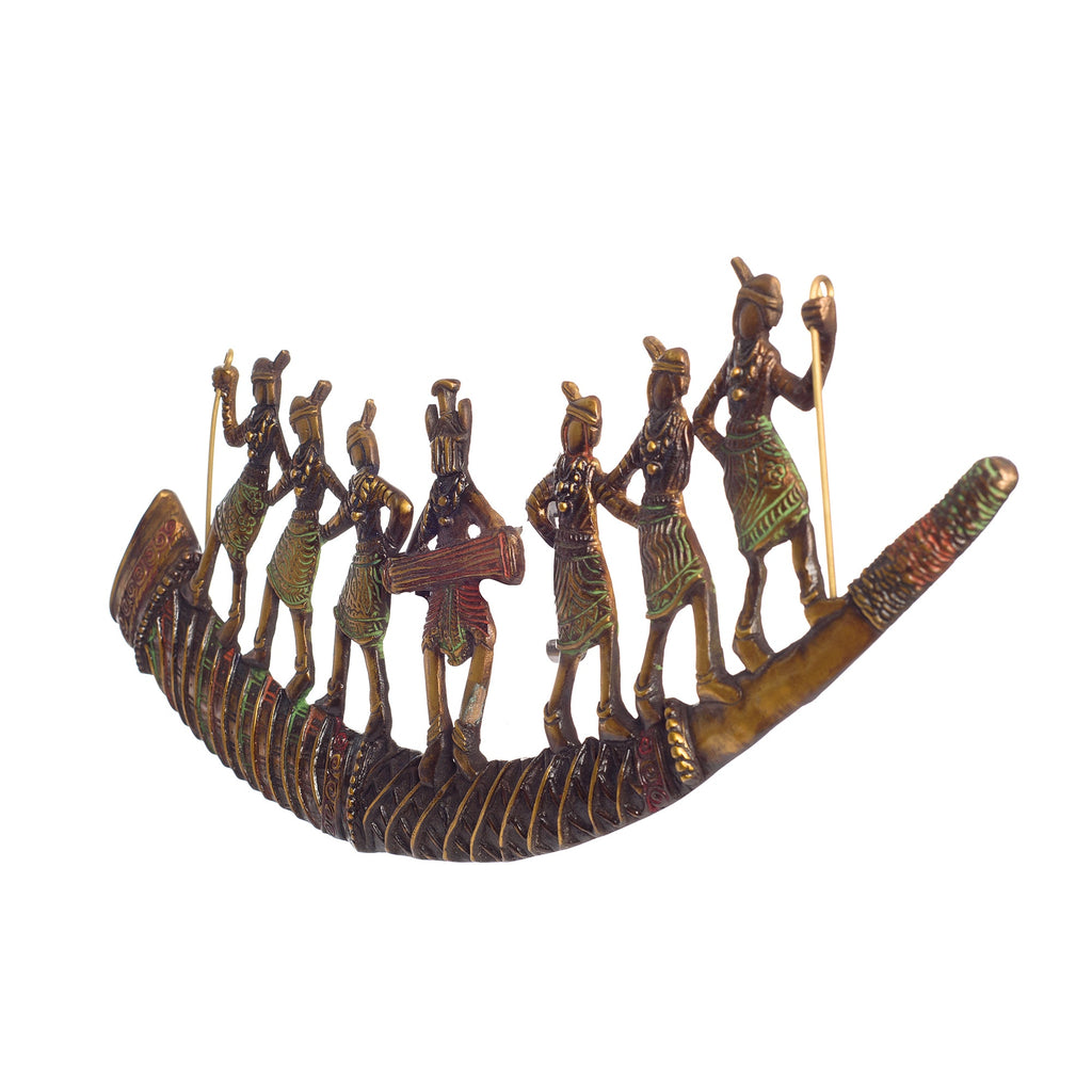 Brown Brass Tribal Folk Dancers on Shehnai Wall Hanging/Art Kafalo