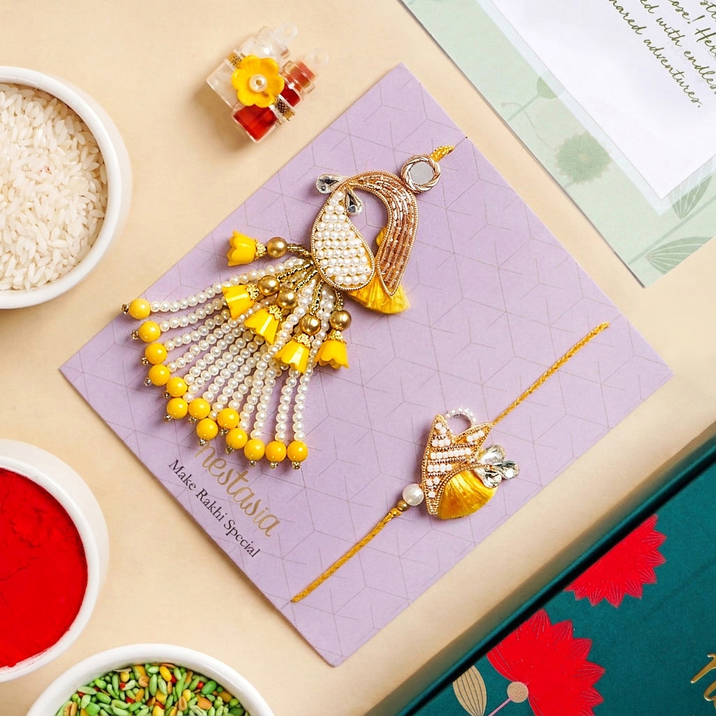 Golden Finch Rakhi And Lumba Gift Set Nestasia