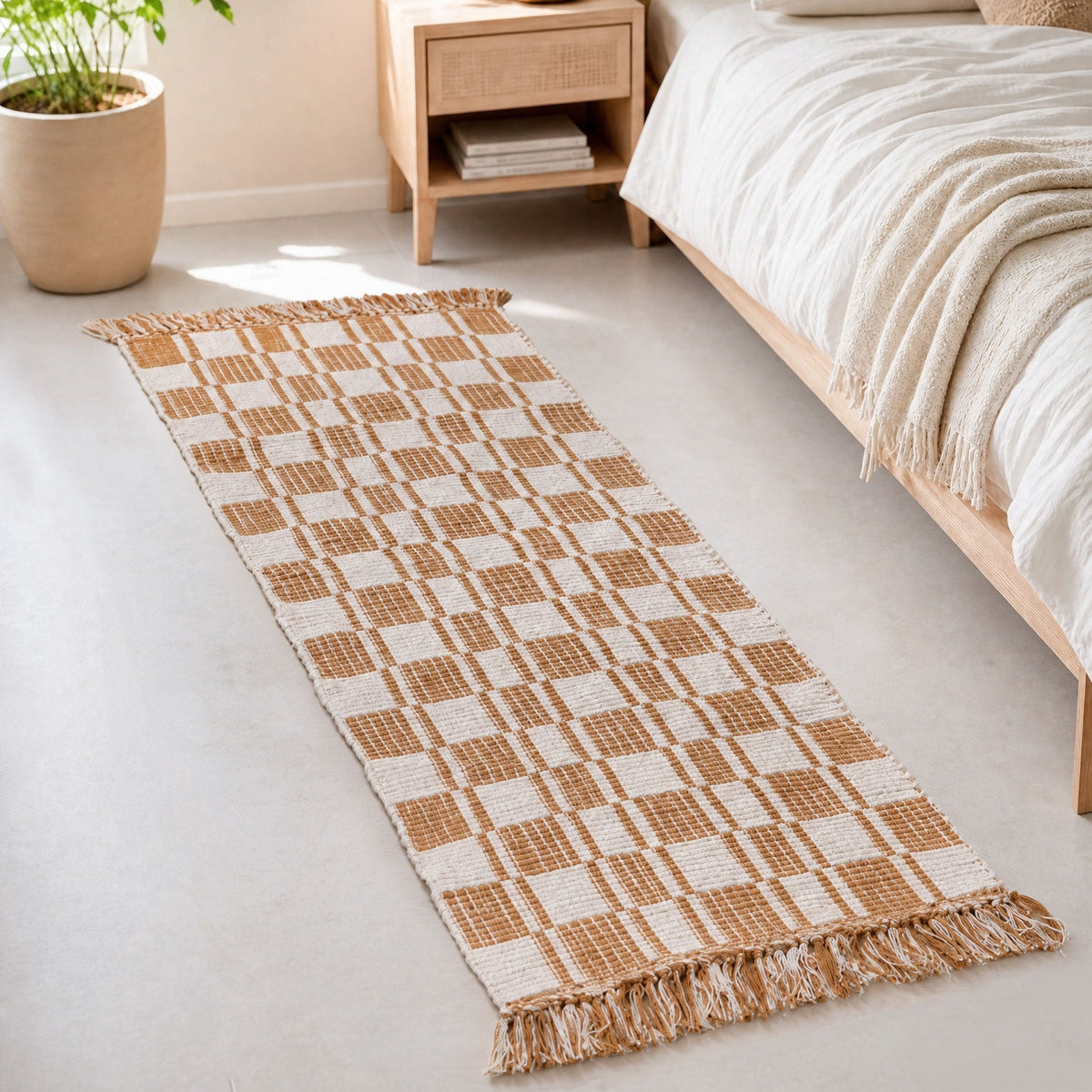 Terra Checks Handwoven Floor Runner 130x50cm Nestasia