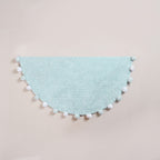 Baby Blue Pom Pom Tufted Cotton Anti Slip Floor Mat 88x47cm Nestasia