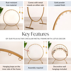 Puja Altar Circular Metal Frame With Lotus Decor 33 Inch Nestasia