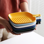 Ribbed Ceramic Baking Plate With Handle Yelllow 250 ml Nestasia
