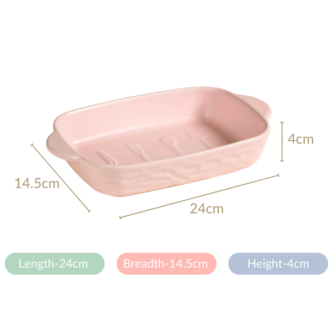 Ceramic Casserole Dish With Double Handle Pink 650 ml Nestasia