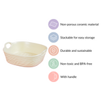 Ceramic Serving Bowl With Double Handle White 800 ml Nestasia