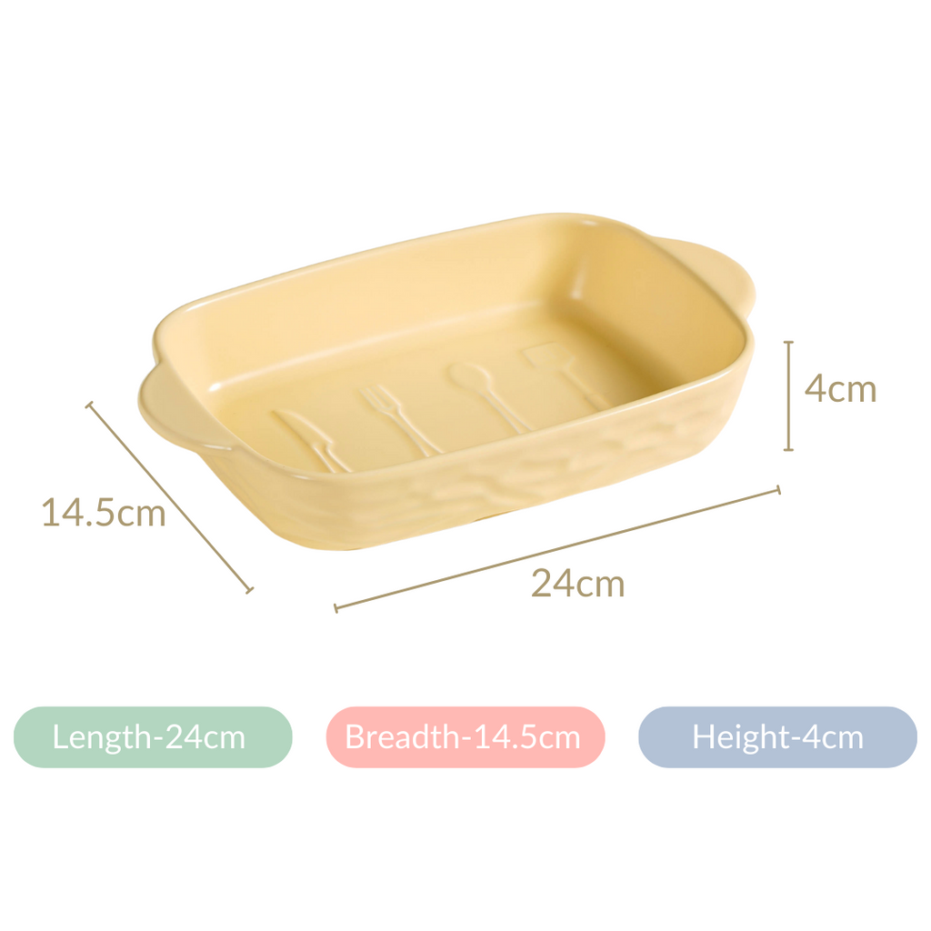 Ceramic Baking Dish With Handle Yellow 650 ml Nestasia