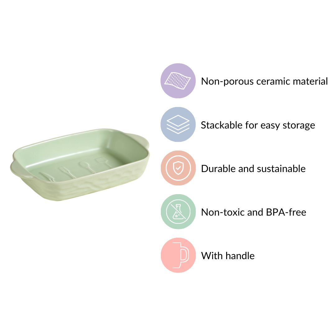 Premium Ceramic Baking Dish Green 650 ml Nestasia