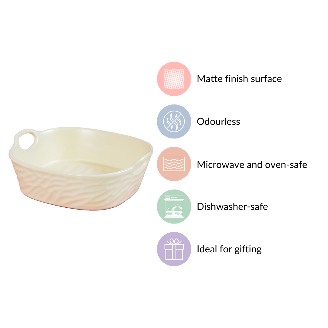 Ceramic Serving Bowl With Double Handle White 800 ml Nestasia