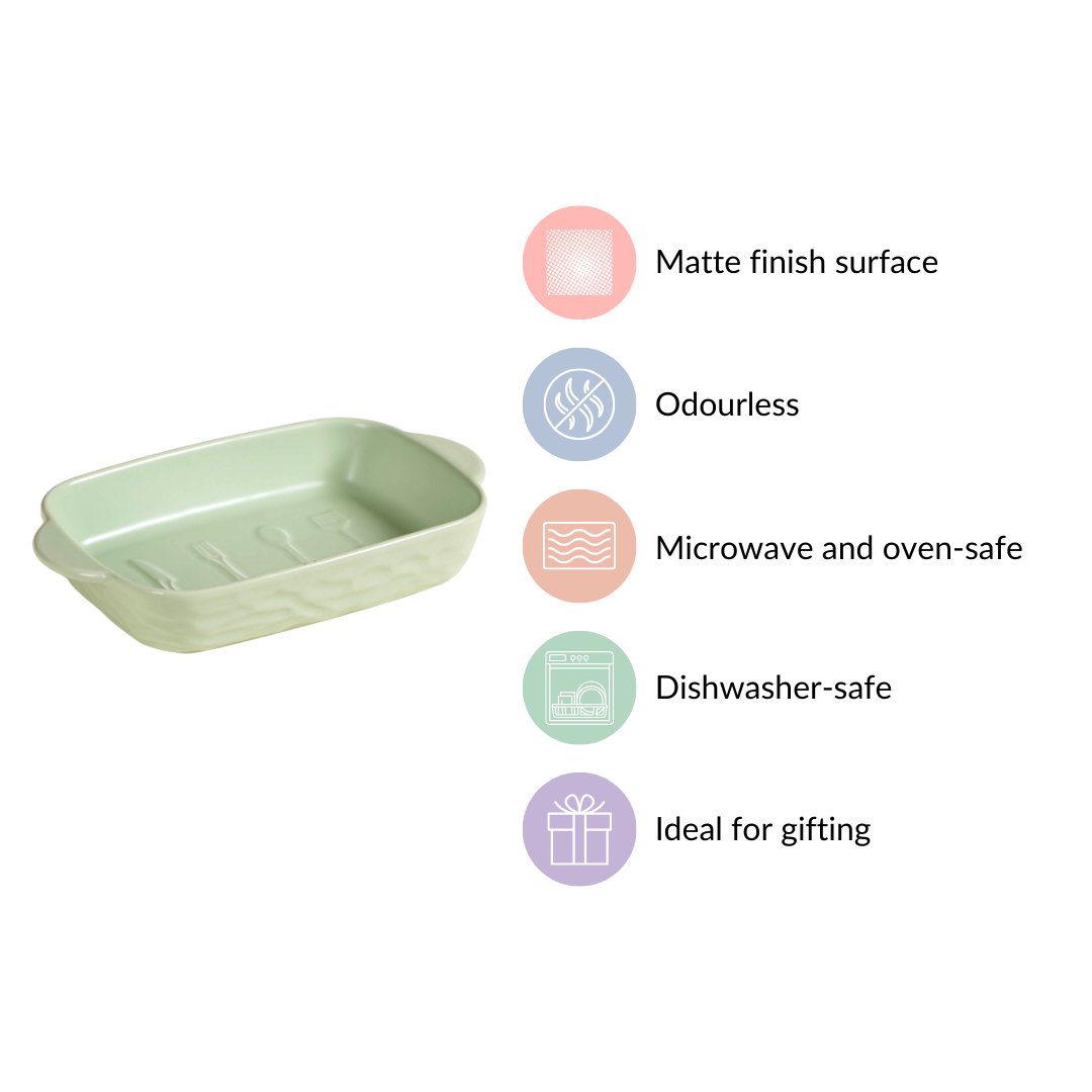 Premium Ceramic Baking Dish Green 650 ml Nestasia
