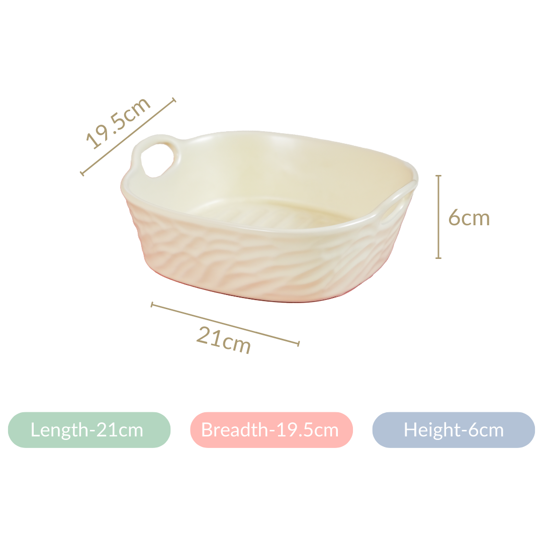 Ceramic Serving Bowl With Double Handle White 800 ml Nestasia