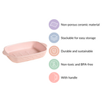 Ceramic Casserole Dish With Double Handle Pink 650 ml Nestasia