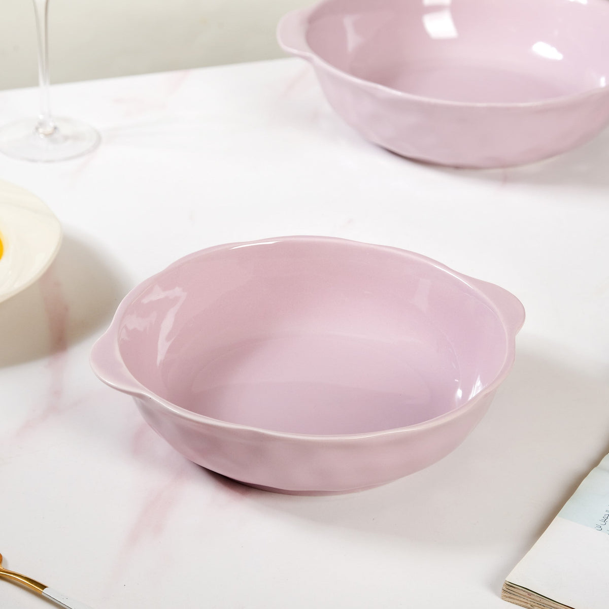 Textured Pebble Ceramic Baking And Serving Bowls Set Of 2 Nestasia