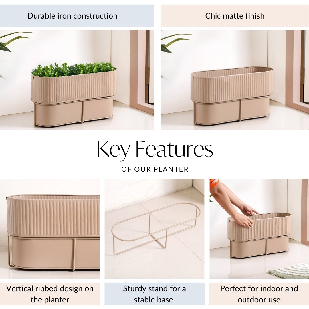Balcony Box Planter With Stand Taupe Nestasia