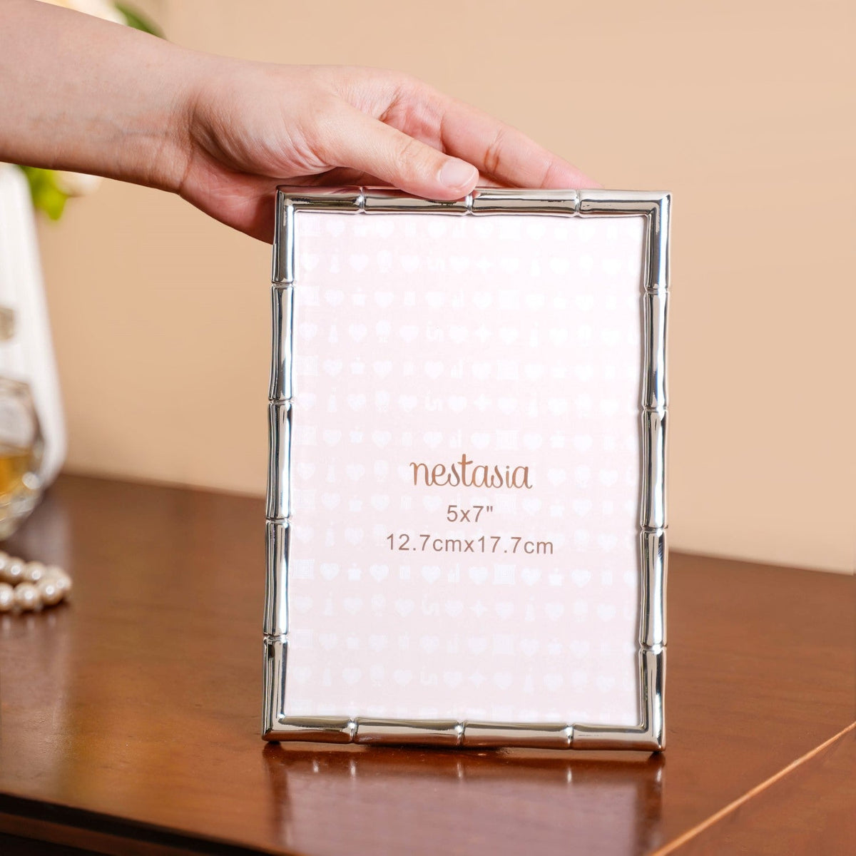 Silver Chic Bamboo Design Photo Frame Large 13x18cm Nestasia