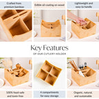 Bamboo Cutlery Caddy With Handle Nestasia