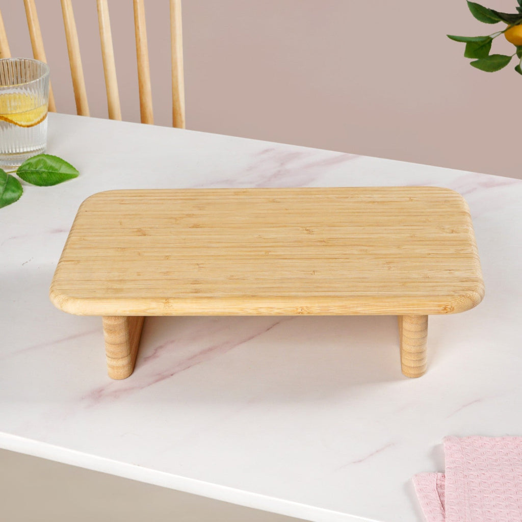 Bamboo Pedestal Serving Platter 13 Inch Nestasia