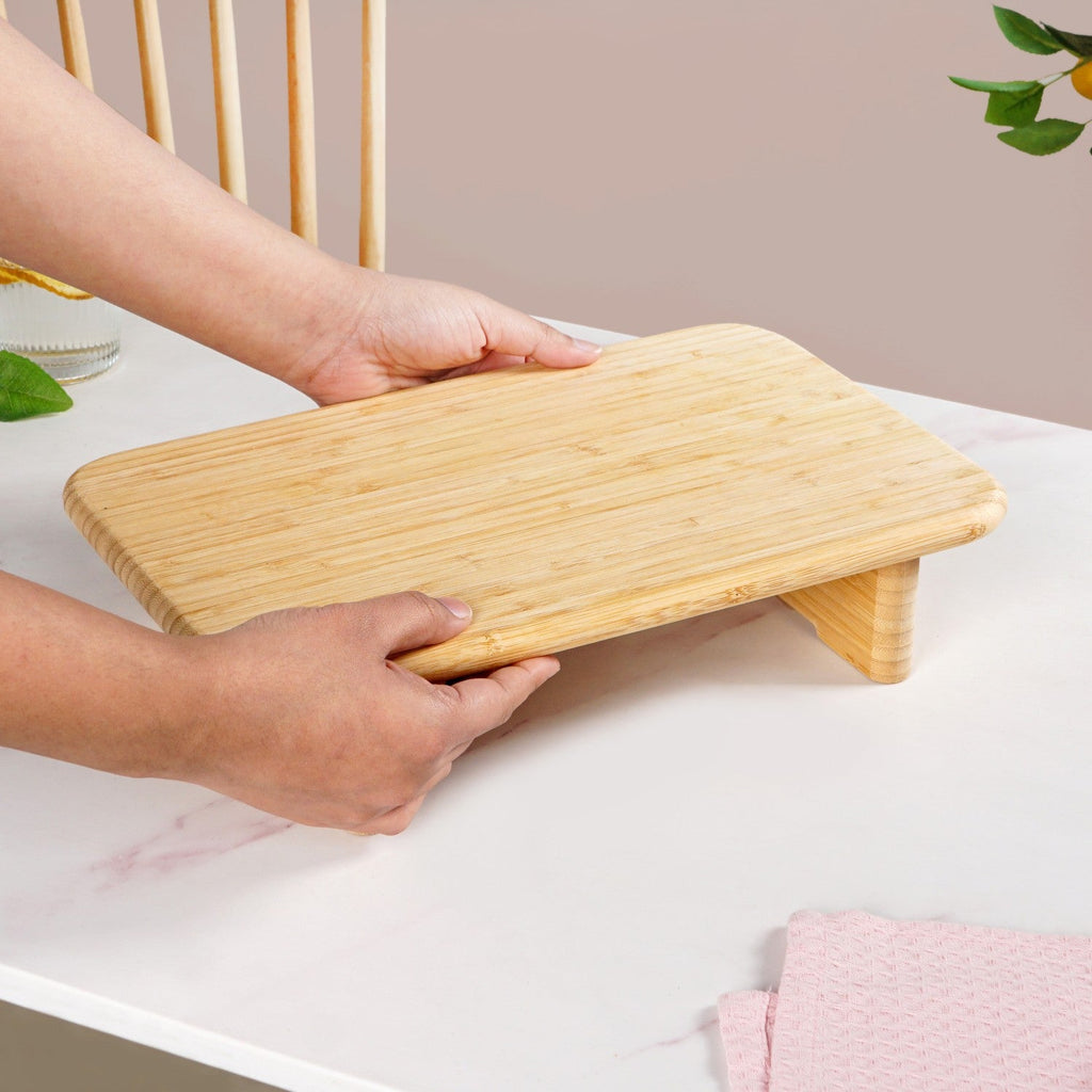 Bamboo Pedestal Serving Platter 13 Inch Nestasia