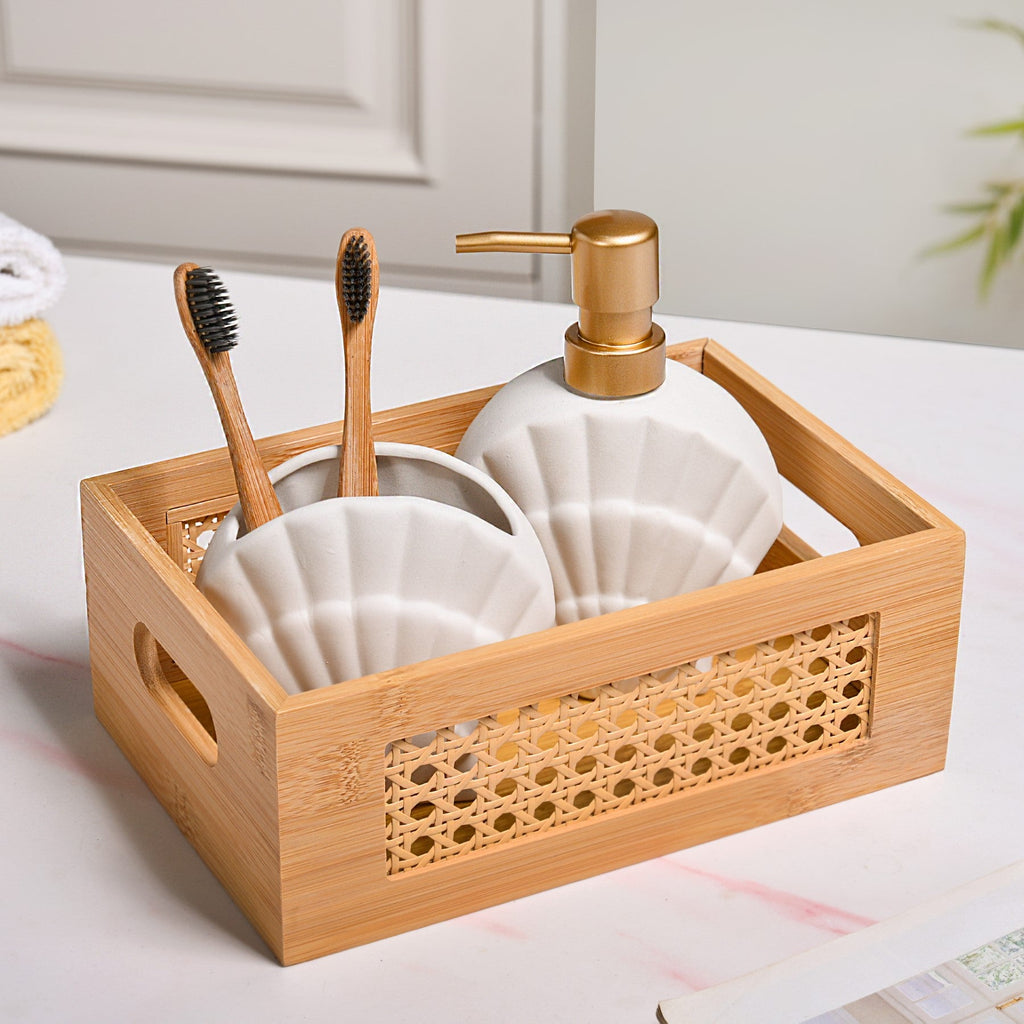 Bamboo Wood Decorative Weave Storage Basket Nestasia