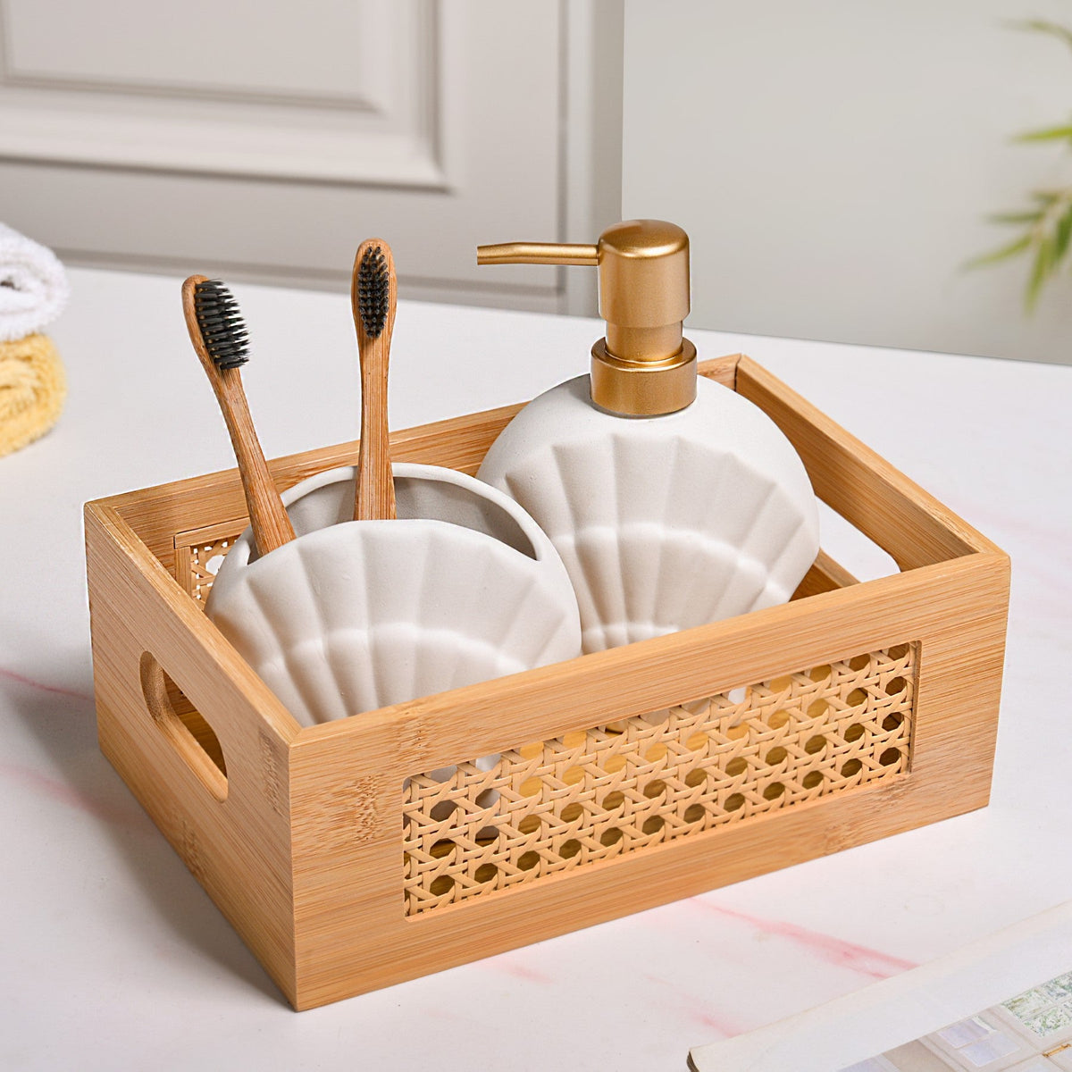 Bamboo Wood Decorative Weave Storage Basket Nestasia