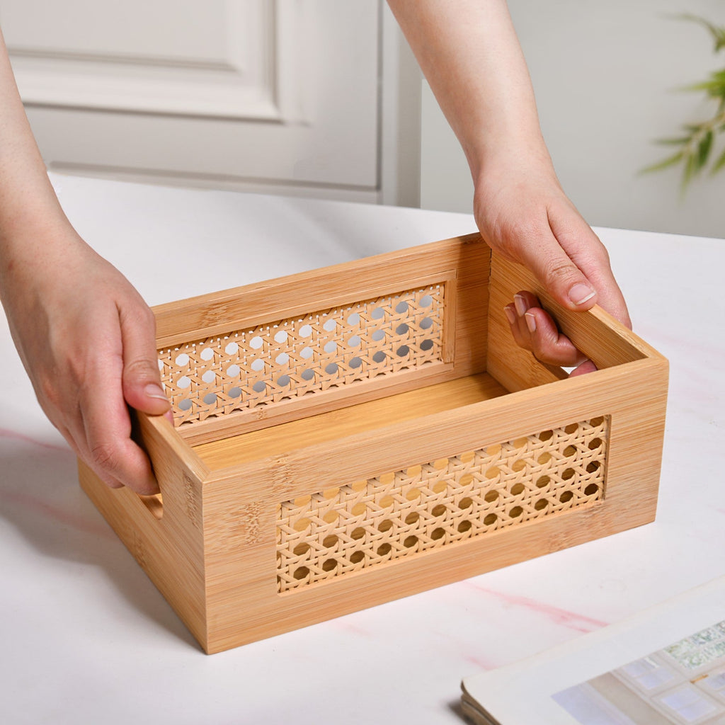 Bamboo Wood Decorative Weave Storage Basket Nestasia