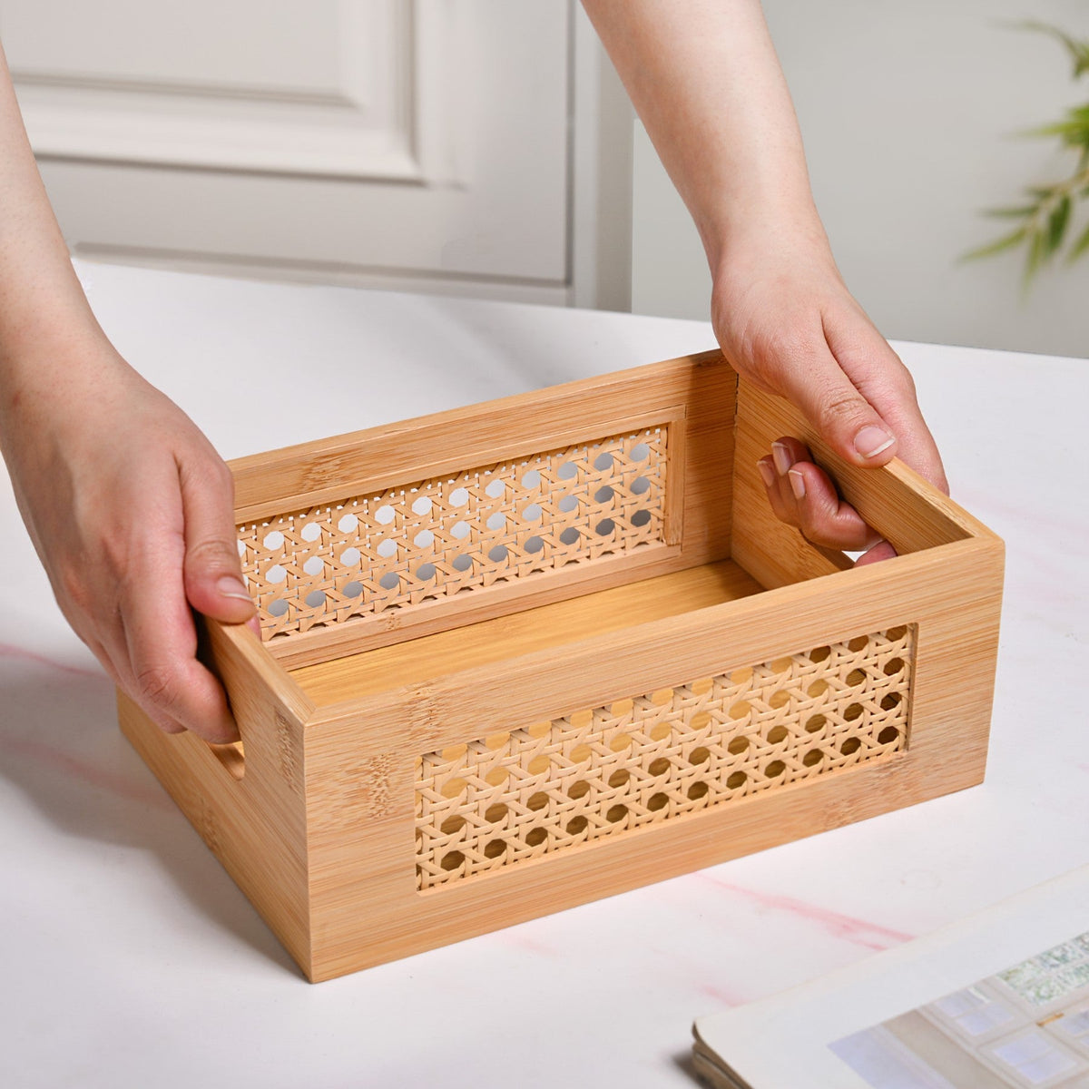 Bamboo Wood Decorative Weave Storage Basket Nestasia