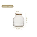 Diamond Glass Storage Jars with Bamboo Lid Set of 2 1400ml Nestasia