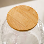Diamond Glass Storage Jars with Bamboo Lid Set of 2 1400ml Nestasia