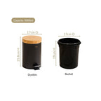 Modbin Bamboo Lid Metal Dustbin With Bucket Black 3000ml Nestasia