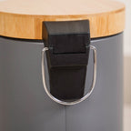 Modbin Bamboo Lid Metal Dustbin Grey 3000ml Nestasia