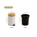 Modbin Bamboo Lid Metal Dustbin With Bucket White 3000ml Nestasia