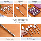 Bamboo Inspired Stainless Steel Table Spoon Set Of 6 Nestasia