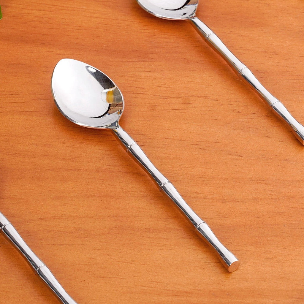 Bamboo Inspired Stainless Steel Table Spoon Set Of 6 Nestasia