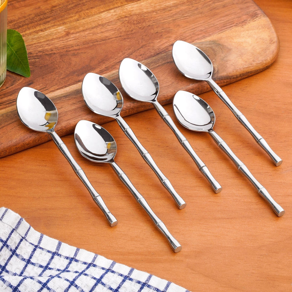 Bamboo Inspired Stainless Steel Table Spoon Set Of 6 Nestasia