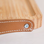 Bamboo Tray With Leather Handles 12inch Nestasia