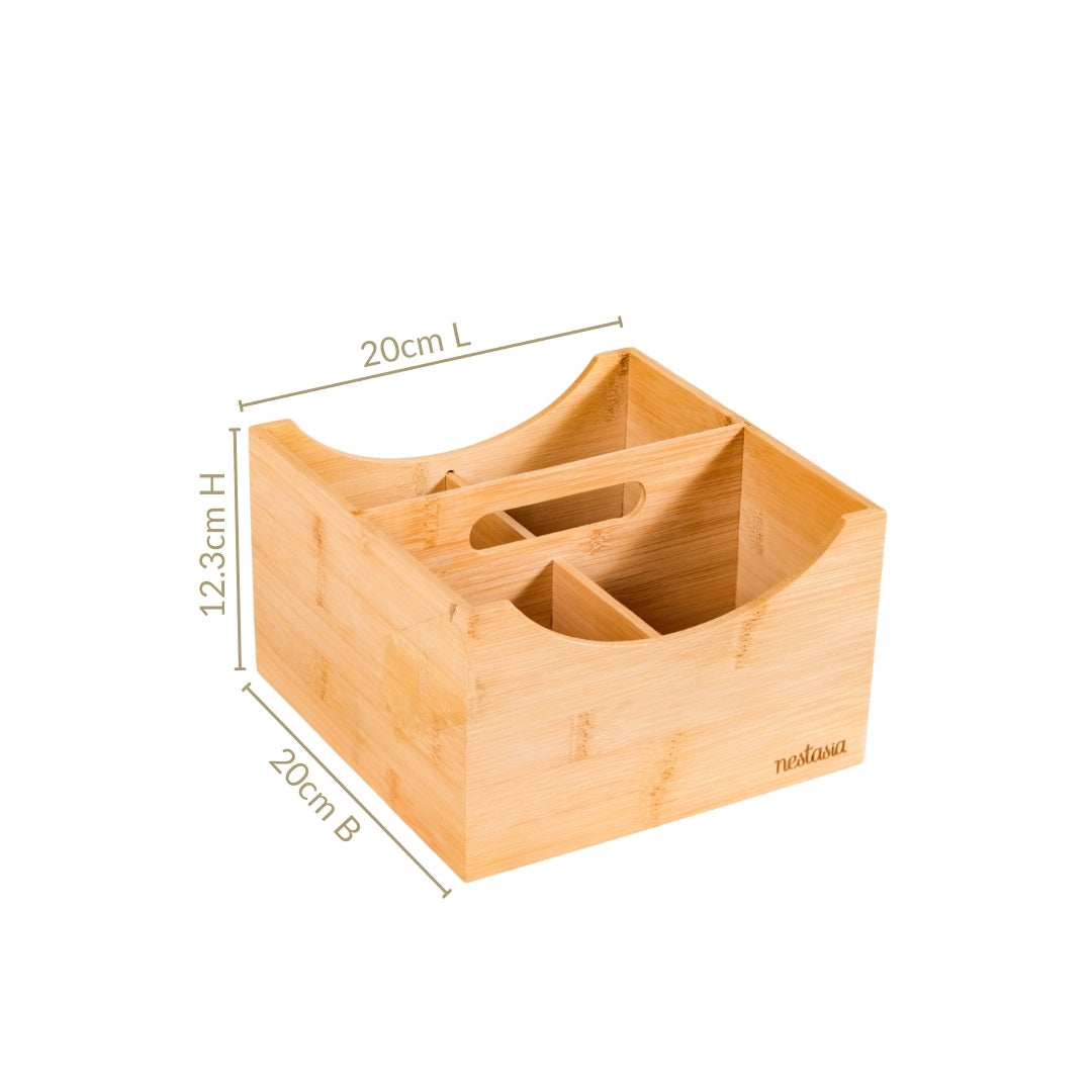 Bamboo Cutlery Caddy With Handle Nestasia