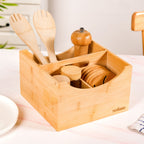 Bamboo Cutlery Caddy With Handle Nestasia