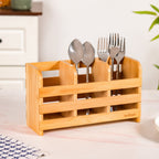 Bamboo Wood Cutlery Holder With 3 Sections Nestasia