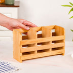 Bamboo Wood Cutlery Holder With 3 Sections Nestasia