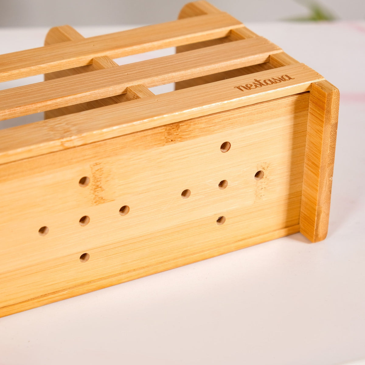 Bamboo Wood Cutlery Holder With 3 Sections Nestasia