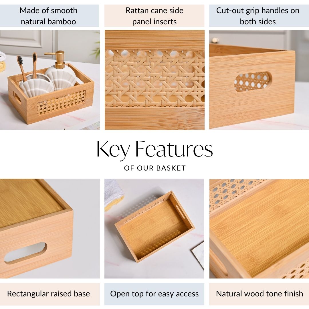 Bamboo Wood Decorative Weave Storage Basket Nestasia
