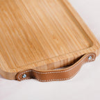 Bamboo Tray With Leather Handles 12inch Nestasia