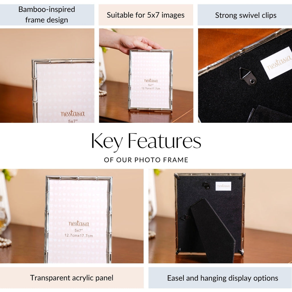 Silver Chic Bamboo Design Photo Frame Large 13x18cm Nestasia