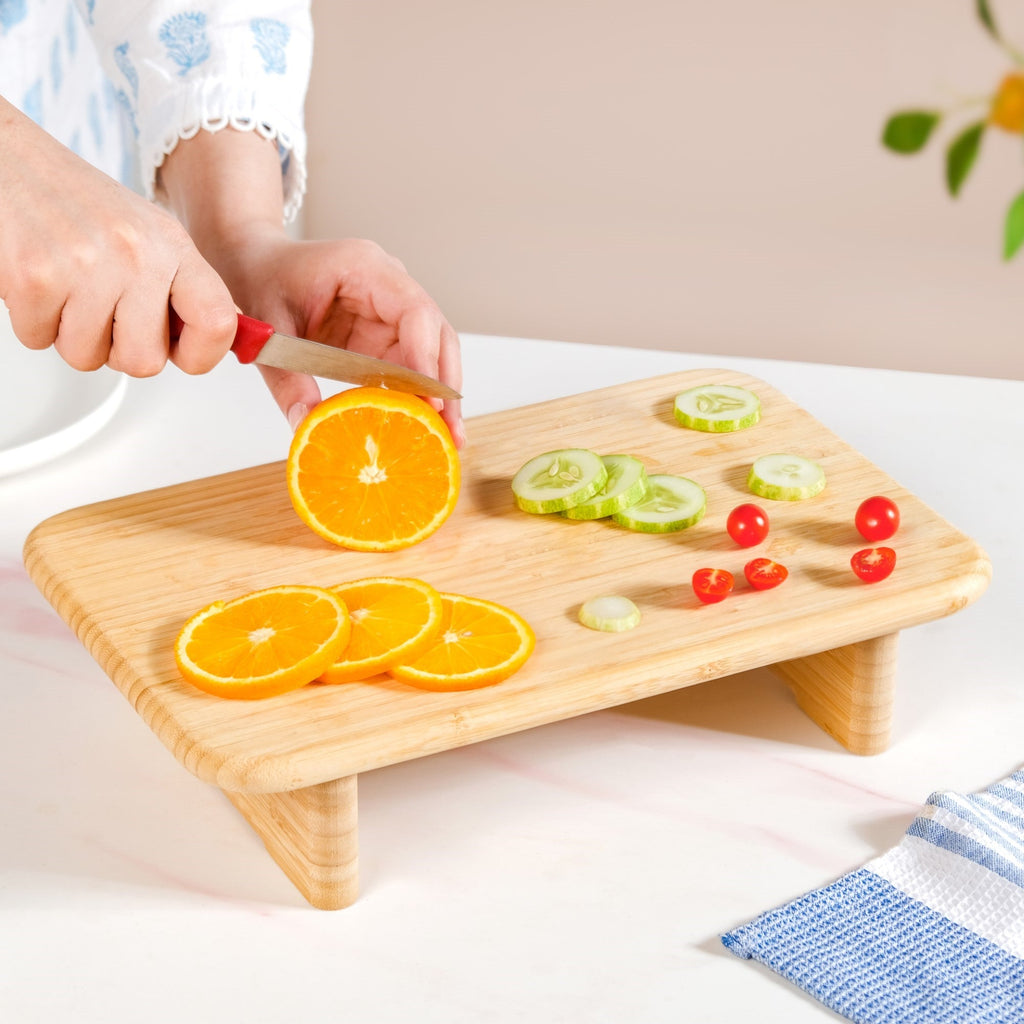 Bamboo Pedestal Serving Platter 13 Inch Nestasia