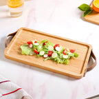 Bamboo Tray With Leather Handles 12inch Nestasia